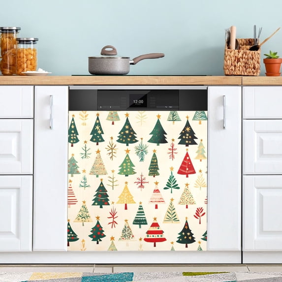Dailycode Dishwasher Magnet Cover Magnetic Fridge Door Cover Home Kitchen Decor, Beautiful Christmas Trees, 23"x 26"