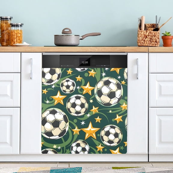 Dailycode Dishwasher Magnet Cover Magnetic Fridge Door Cover Home Kitchen Decor, Football Star Green Flow, 23"x 26"