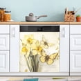 thumbnail image 1 of Dailycode Dishwasher Magnet Cover Magnetic Fridge Door Cover Home Kitchen Decor, Yellow Flower Butterfly, 23"x 26", 1 of 6