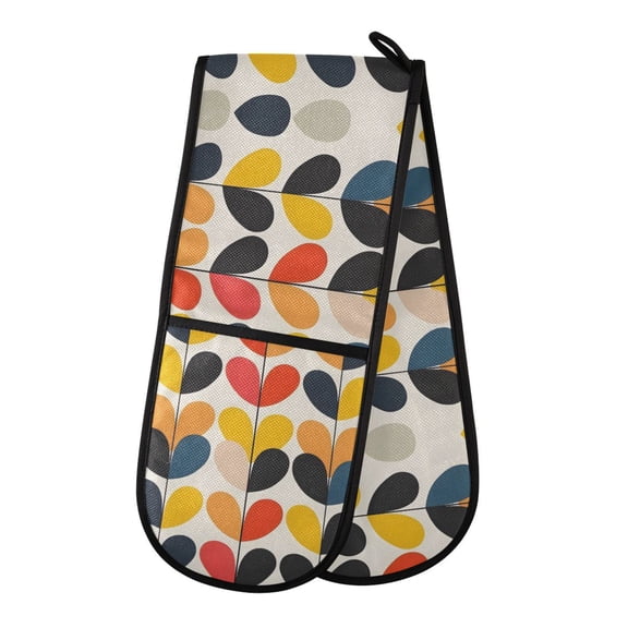Dailycode Double Sided Oven Mitt with Loop Heat Resistant Kitchen Long Potholders 7" x 35" Abstract Heart Shapes