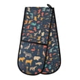 thumbnail image 1 of Dailycode Double Sided Oven Mitt with Loop Heat Resistant Kitchen Long Potholders 7" x 35" Animals Icons, 1 of 6