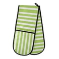 thumbnail image 1 of Dailycode Double Sided Oven Mitt with Loop Heat Resistant Kitchen Long Potholders 7" x 35" Apple Green and White Stripes, 1 of 6