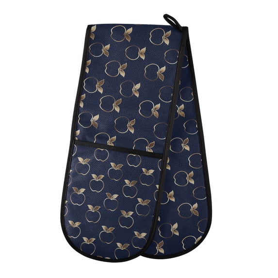 Dailycode Double Sided Oven Mitt with Loop Heat Resistant Kitchen Long Potholders 7" x 35" Apple Silhouette