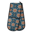 thumbnail image 1 of Dailycode Double Sided Oven Mitt with Loop Heat Resistant Kitchen Long Potholders 7" x 35" Arabesque Floral Flowers, 1 of 6