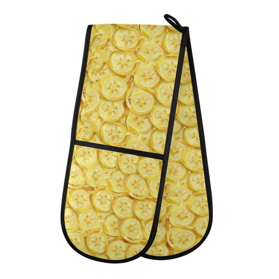 Dailycode Double Sided Oven Mitt with Loop Heat Resistant Kitchen Long Potholders 7" x 35" Banana Slices