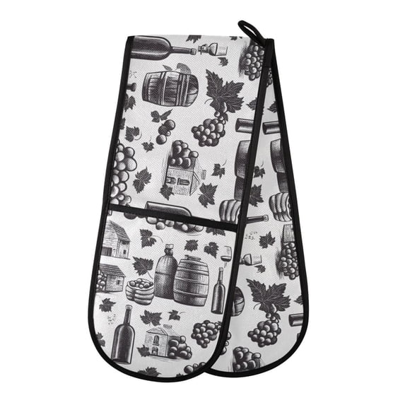 Dailycode Double Sided Oven Mitt with Loop Heat Resistant Kitchen Long Potholders 7" x 35" Barrel Wine House