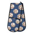 thumbnail image 1 of Dailycode Double Sided Oven Mitt with Loop Heat Resistant Kitchen Long Potholders 7" x 35" Baseball on Blue, 1 of 6
