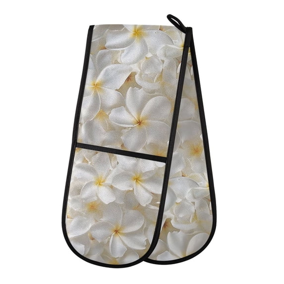 Dailycode Double Sided Oven Mitt with Loop Heat Resistant Kitchen Long Potholders 7" x 35" Beautiful Jasmine Flowers