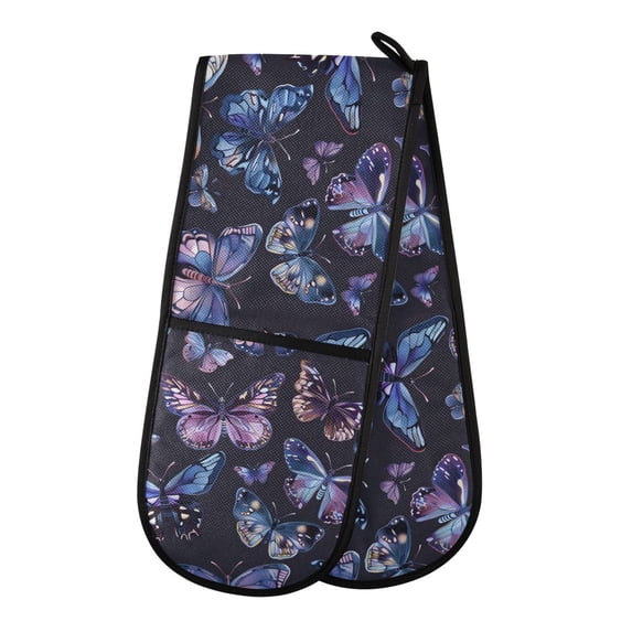 Dailycode Double Sided Oven Mitt with Loop Heat Resistant Kitchen Long Potholders 7" x 35" Beautiful Watercolor Butterflies