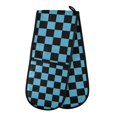 thumbnail image 1 of Dailycode Double Sided Oven Mitt with Loop Heat Resistant Kitchen Long Potholders 7" x 35" Black Blue Checked, 1 of 6