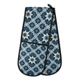 thumbnail image 1 of Dailycode Double Sided Oven Mitt with Loop Heat Resistant Kitchen Long Potholders 7" x 35" Blue Geometric Stars, 1 of 6