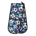 thumbnail image 1 of Dailycode Double Sided Oven Mitt with Loop Heat Resistant Kitchen Long Potholders 7" x 35" Blue Stars Football, 1 of 6