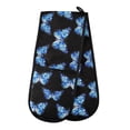 thumbnail image 1 of Dailycode Double Sided Oven Mitt with Loop Heat Resistant Kitchen Long Potholders 7" x 35" Blue White Butterflies, 1 of 6