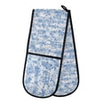 thumbnail image 1 of Dailycode Double Sided Oven Mitt with Loop Heat Resistant Kitchen Long Potholders 7" x 35" Blue White Stripes and Flowers, 1 of 6