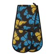 thumbnail image 1 of Dailycode Double Sided Oven Mitt with Loop Heat Resistant Kitchen Long Potholders 7" x 35" Blue Yellow Butterflies, 1 of 6