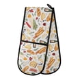thumbnail image 1 of Dailycode Double Sided Oven Mitt with Loop Heat Resistant Kitchen Long Potholders 7" x 35" Bread Vegetables Wine, 1 of 6