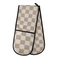 thumbnail image 1 of Dailycode Double Sided Oven Mitt with Loop Heat Resistant Kitchen Long Potholders 7" x 35" Brown White Checkered, 1 of 6