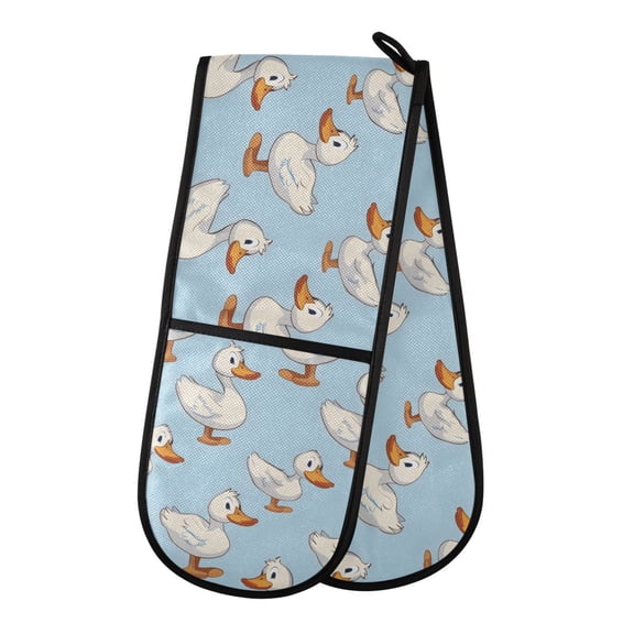 Dailycode Double Sided Oven Mitt with Loop Heat Resistant Kitchen Long Potholders 7" x 35" Cartoon Duck
