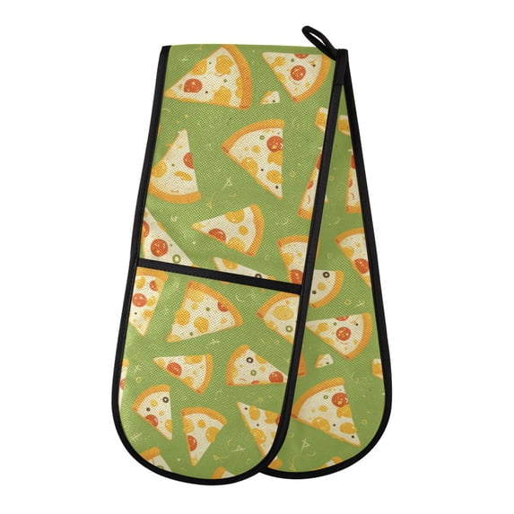 Dailycode Double Sided Oven Mitt with Loop Heat Resistant Kitchen Long Potholders 7" x 35" Cartoon Pizza