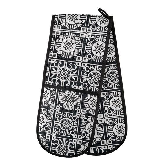Dailycode Double Sided Oven Mitt with Loop Heat Resistant Kitchen Long Potholders 7" x 35" Chinese Traditional Motifs