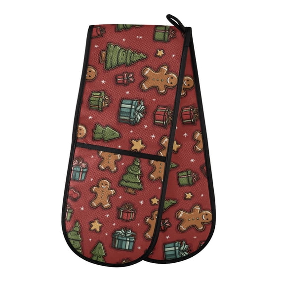 Dailycode Double Sided Oven Mitt with Loop Heat Resistant Kitchen Long Potholders 7" x 35" Christmas Tree Gift
