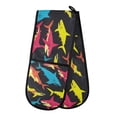 thumbnail image 1 of Dailycode Double Sided Oven Mitt with Loop Heat Resistant Kitchen Long Potholders 7" x 35" Colorful Sharks, 1 of 6