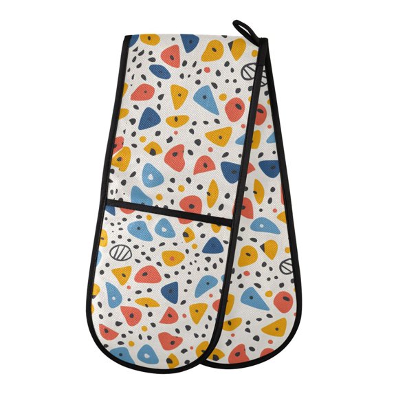 Dailycode Double Sided Oven Mitt with Loop Heat Resistant Kitchen Long Potholders 7" x 35" Colorful Spots