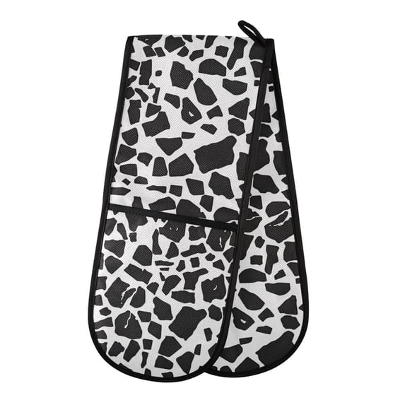 Dailycode Double Sided Oven Mitt with Loop Heat Resistant Kitchen Long Potholders 7" x 35" Cow Print