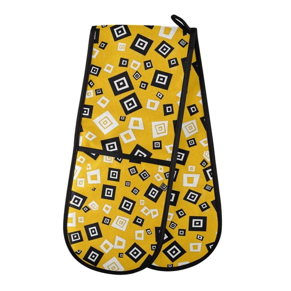 Dailycode Double Sided Oven Mitt with Loop Heat Resistant Kitchen Long Potholders 7" x 35" Cube Drop