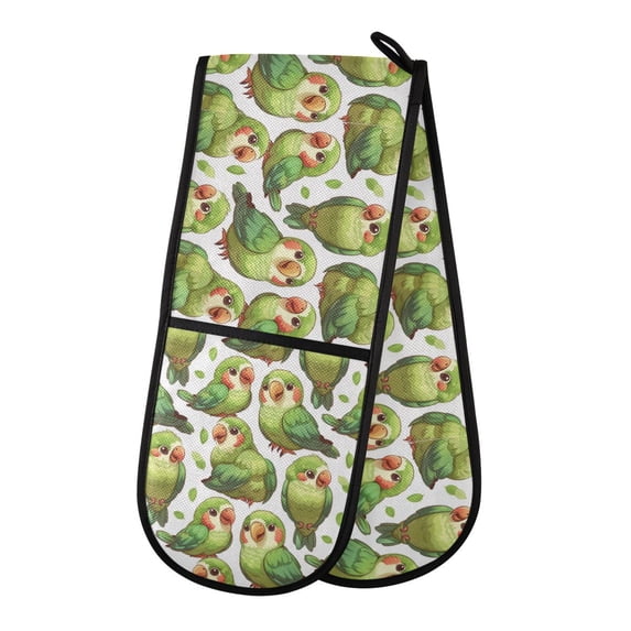 Dailycode Double Sided Oven Mitt with Loop Heat Resistant Kitchen Long Potholders 7" x 35" Cute Parrots Bird