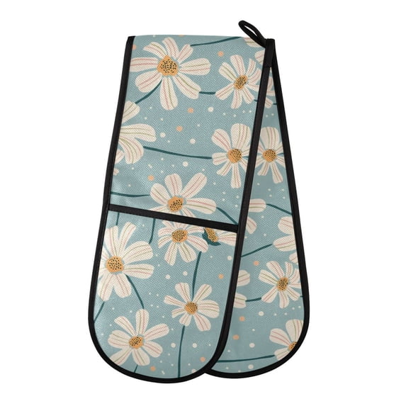 Dailycode Double Sided Oven Mitt with Loop Heat Resistant Kitchen Long Potholders 7" x 35" Daisy Chrysanthemum Flower