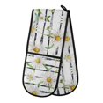 thumbnail image 1 of Dailycode Double Sided Oven Mitt with Loop Heat Resistant Kitchen Long Potholders 7" x 35" Daisy Flower on Black White Stripes, 1 of 6
