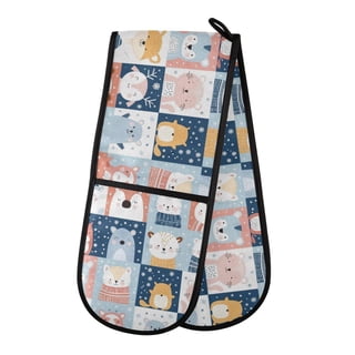 Dailycode Double Sided Oven Mitt with Loop Heat Resistant Kitchen Long Potholders 7" x 35" Deer Bear Fox in Snow