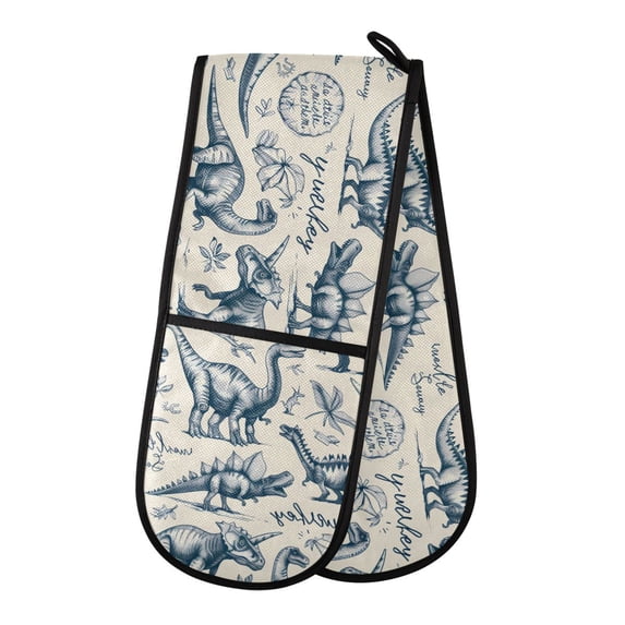 Dailycode Double Sided Oven Mitt with Loop Heat Resistant Kitchen Long Potholders 7" x 35" Dinosaurs Sketch Art