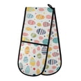 thumbnail image 1 of Dailycode Double Sided Oven Mitt with Loop Heat Resistant Kitchen Long Potholders 7" x 35" Easter Eggs with Color Stripes, 1 of 6