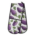 thumbnail image 1 of Dailycode Double Sided Oven Mitt with Loop Heat Resistant Kitchen Long Potholders 7" x 35" Eggplant and Leaf, 1 of 6