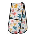 thumbnail image 1 of Dailycode Double Sided Oven Mitt with Loop Heat Resistant Kitchen Long Potholders 7" x 35" Elephants and Palms Trees, 1 of 6