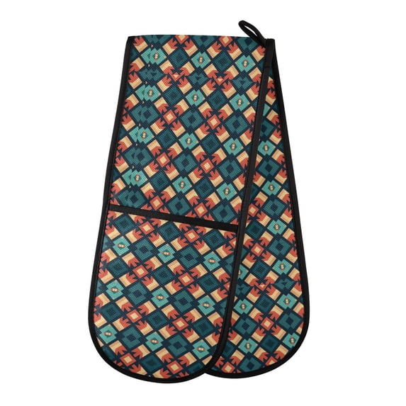 Dailycode Double Sided Oven Mitt with Loop Heat Resistant Kitchen Long Potholders 7" x 35" Fantasy Mandala