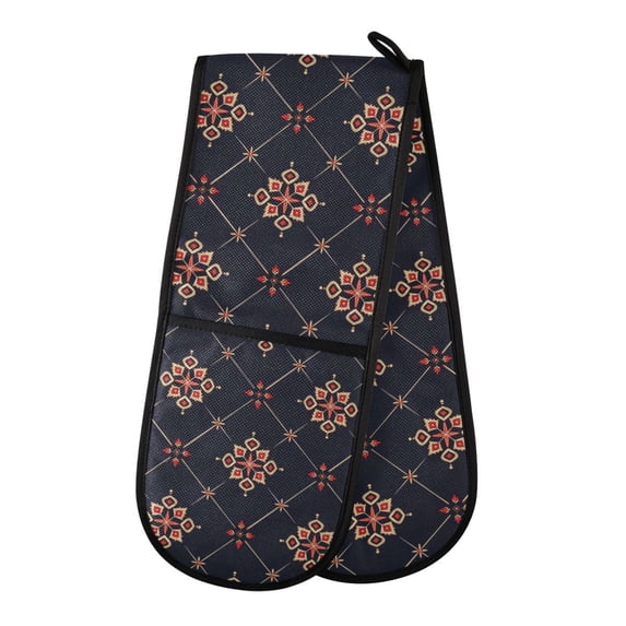 Dailycode Double Sided Oven Mitt with Loop Heat Resistant Kitchen Long Potholders 7" x 35" Folk Art Shape