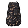 thumbnail image 1 of Dailycode Double Sided Oven Mitt with Loop Heat Resistant Kitchen Long Potholders 7" x 35" Gold Leaves and Elegant Flower, 1 of 6