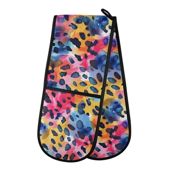 Dailycode Double Sided Oven Mitt with Loop Heat Resistant Kitchen Long Potholders 7" x 35" Gorgeous Leopard
