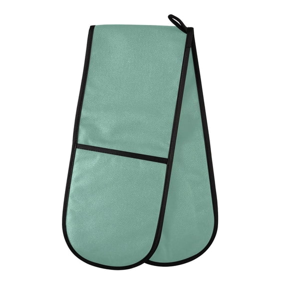 Dailycode Double Sided Oven Mitt with Loop Heat Resistant Kitchen Long Potholders 7" x 35" Green Blue