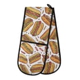thumbnail image 1 of Dailycode Double Sided Oven Mitt with Loop Heat Resistant Kitchen Long Potholders 7" x 35" Hand-drawn Hot Dog, 1 of 6