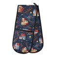 thumbnail image 1 of Dailycode Double Sided Oven Mitt with Loop Heat Resistant Kitchen Long Potholders 7" x 35" Houses Barberry Branches Stars Moon, 1 of 6
