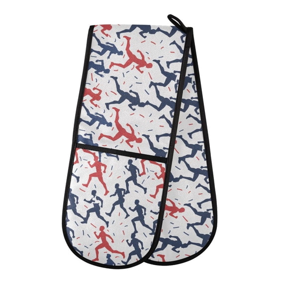 Dailycode Double Sided Oven Mitt with Loop Heat Resistant Kitchen Long Potholders 7" x 35" Human Runing