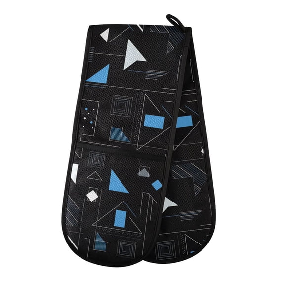 Dailycode Double Sided Oven Mitt with Loop Heat Resistant Kitchen Long Potholders 7" x 35" Irregular Triangle Lines