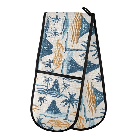 Dailycode Double Sided Oven Mitt with Loop Heat Resistant Kitchen Long Potholders 7" x 35" Island Trees Mountain