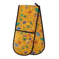 thumbnail image 1 of Dailycode Double Sided Oven Mitt with Loop Heat Resistant Kitchen Long Potholders 7" x 35" Leaf Umbrellas Beer Ball, 1 of 6