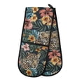 thumbnail image 1 of Dailycode Double Sided Oven Mitt with Loop Heat Resistant Kitchen Long Potholders 7" x 35" Leopard in Leaves Flower, 1 of 6
