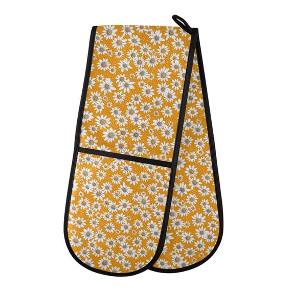 Dailycode Double Sided Oven Mitt with Loop Heat Resistant Kitchen Long Potholders 7" x 35" Little Beautiful Daisies